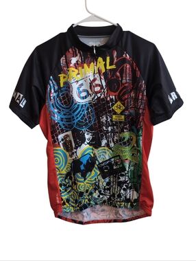 Primal Men's Route 66 Graffiti Style Full Zip Cycling Jersey Size Large